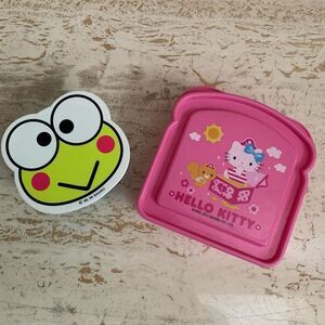 Vintage Sanrio 90’s Keroppi Tupperware + zak hello kitty sandwich tupperware